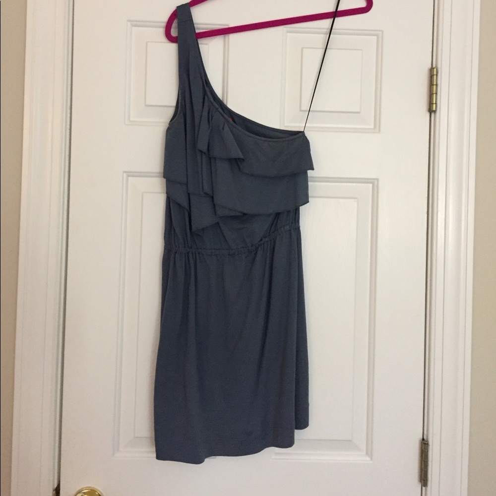Madewell One Shoulder Ruffle Dress XS Blue